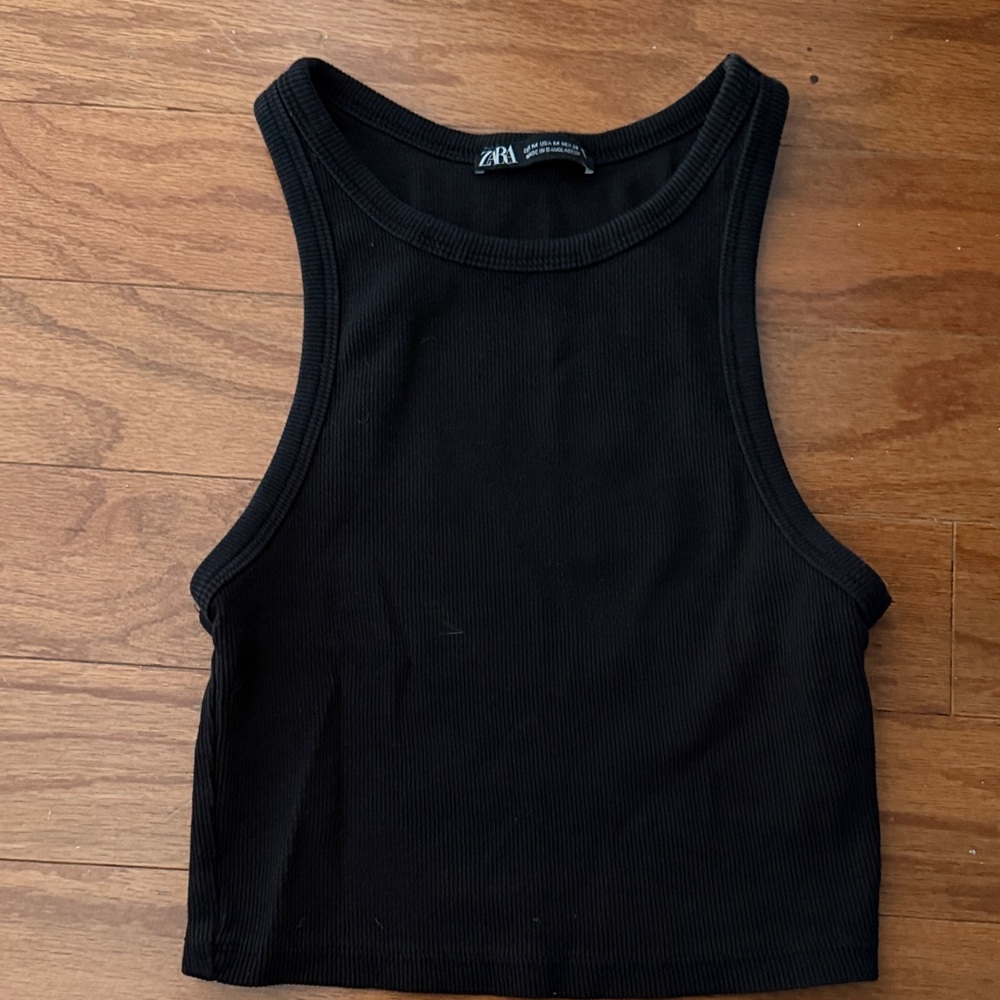 Zara Classic Black Sleeveless Crop Top